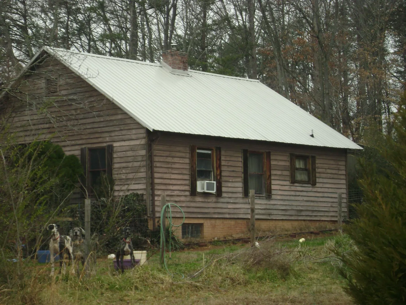 White metal roof on an old wood sided farmhouse, from a Metal Roof Installation job in Eggleston